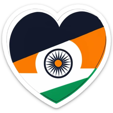 Indian flag in heart shape sticker