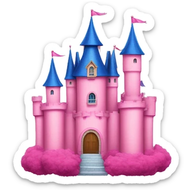 Pink fairytale castle with blue roof sticker