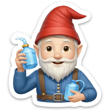 gnome with water can sticker