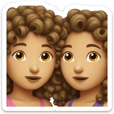 two curly haired brunette girls kissing sticker