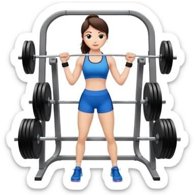 Brunette fair skin girl gym working out weights sticker
