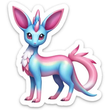 Colorful Iridescent Exotic Amaura-Salazzle-Aurorus-Sylveon-Fakémon-hybrid-creature (full body)  sticker