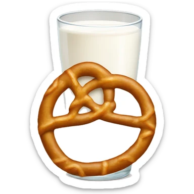 A glass of milk with a pretzel sticker