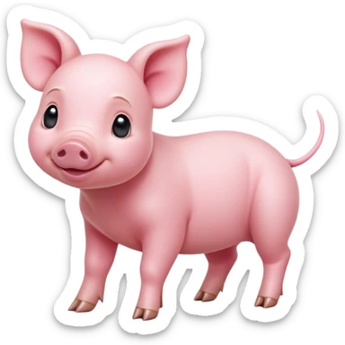 cinematic-[realistic piglet]-realistic-full-body-standing-emoji,-tail-flicking-lazily,-head-tilted-dramatically,-sleek-[pink]-skin,-simplified-yet-realistic-focused-features,-highly-detailed,-glowing-with-an-almost-sarcastic-glow sticker