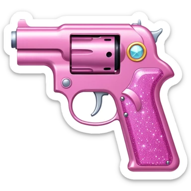 Pink glitter gun sticker