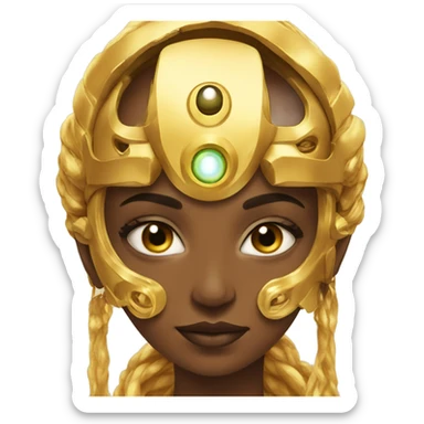 Golden goddess with cyborg eye sticker