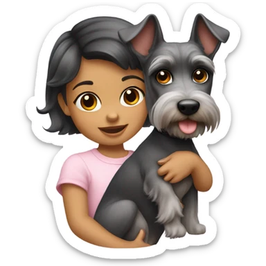 baby girl riding a schnauzer  sticker