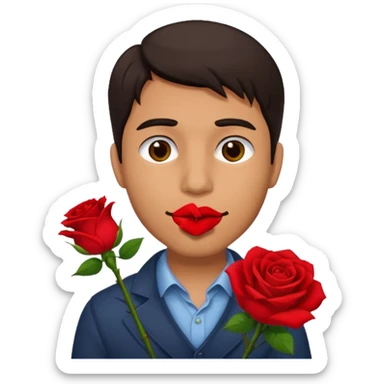 Ağızında gül olan adam sticker