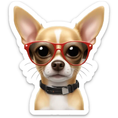 Cute boy Chihuahua ￼with sunglasses  sticker