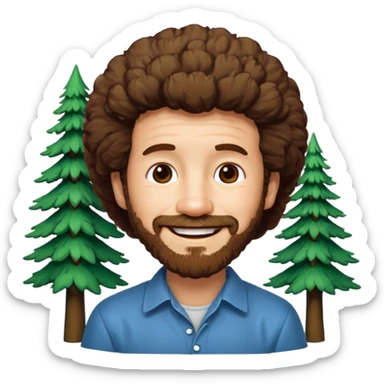 Bob Ross and Happy Little trees sticker