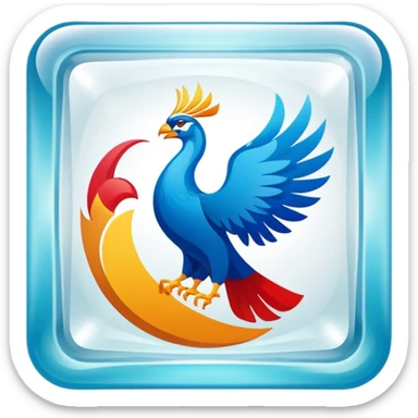 Russian Samokat delivery company logo on a transparent glass square rounded block sticker