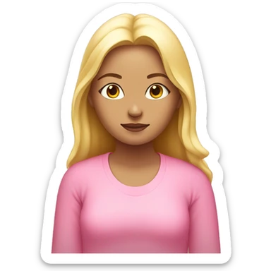 blonde girl in meditation in pink clothes sticker