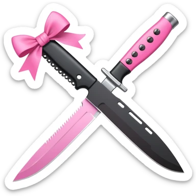 black knife with little pink bows around it sticker