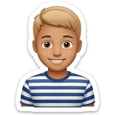 smiling boy in striped shirt sticker