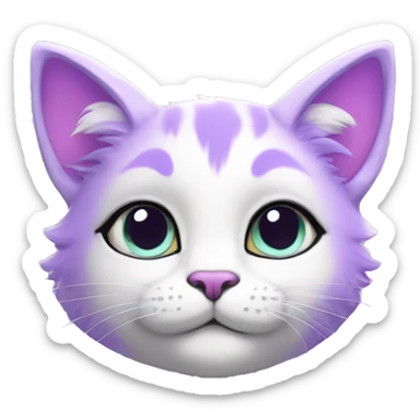 Kawaii colorful bright lilac and white fantasy ethereal anthro feline fursona animal creature sticker