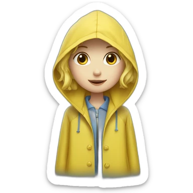 Raincoat pale girl under rain sticker
