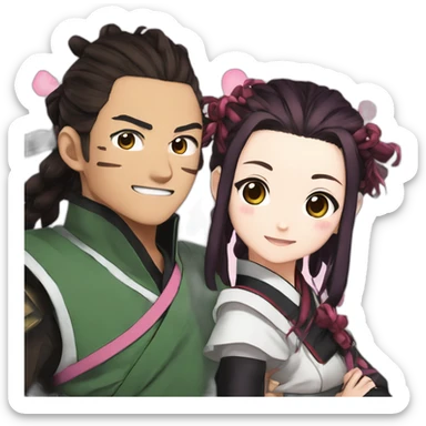 Tanjiro with nezuko from demon slayer sticker