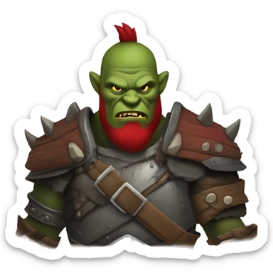 armored orc berserker with red beard & mohican sticker