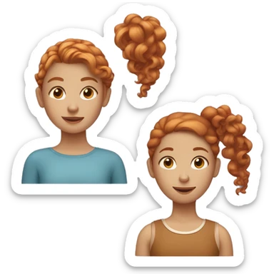 Three girls, one with ginger hair, one with tan skin and a curly ponytail and one with short brown hair sticker