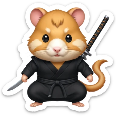 ninja hamster with black fur sticker