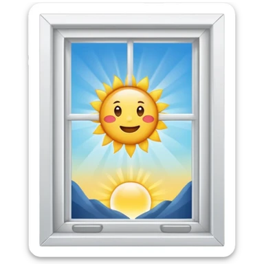open window with sunlight streaming in, fresh and bright, good morning emoji sticker