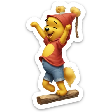 winnie pooh on a pogo stick sticker