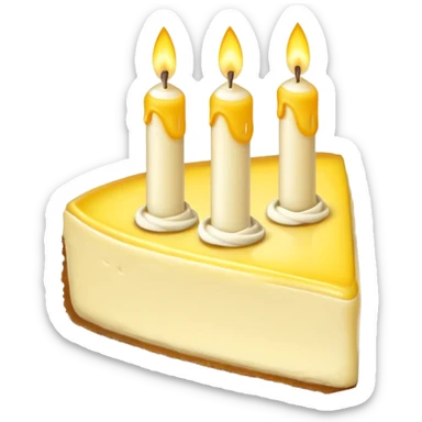 triangle lemon cheesecake on plate and birthday candles sticker