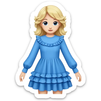 long sleeve blue dress with ruffles sticker