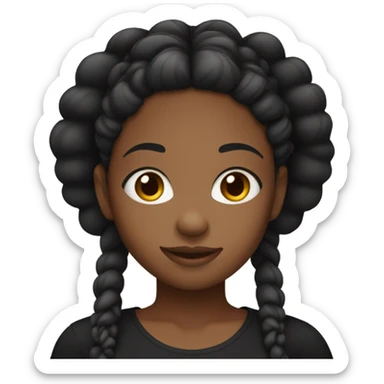 black girl with braids and a black top, brown eyes sticker
