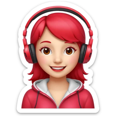 cartoon strawberry girly with headphones sticker