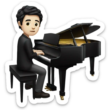 pale skin and black hair man playing grand piano sticker