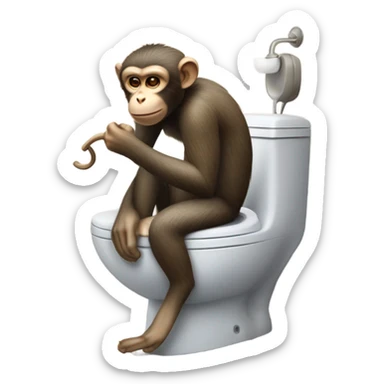 Monkey flushing toilet sticker