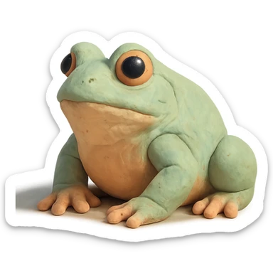 realistic bufo frog doll, claymation style, visible fingerprints, pastel colors, no background sticker