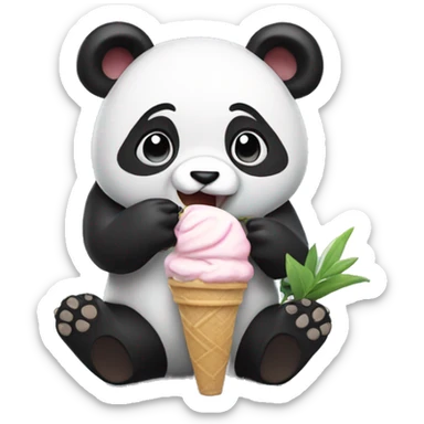 Panda eating ice cream sticker