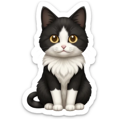 cat black and white sticker