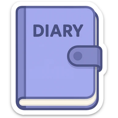 periwinkle diary journal notebook, twitter emoji style sticker