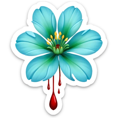 light blue/green flower spilling wblood sticker