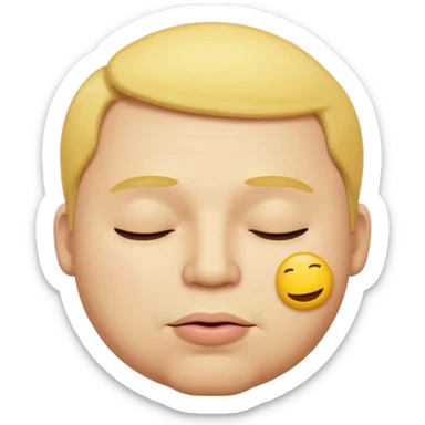 A male emoji with big fat lips with it’s eyes closed not smiling with its mouth closed and it’s yellow sticker