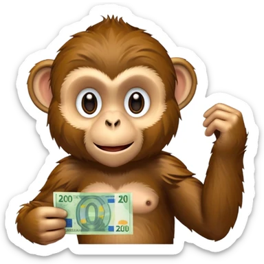 create a monkey holding a 20 euro bill  sticker