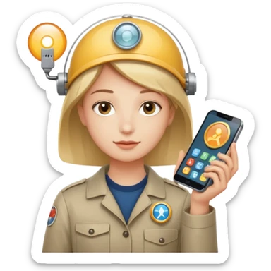 Calm face with relaxed eyes holding a small radar or spotlight, catching just a few key AI icons (chip, spark, or “AI” badge), to show you only get the updates that matter, without overwhelm. sticker