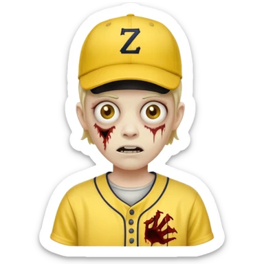zombie with yellow baseball jersey and hat sticker