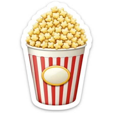 Popcorn in a striped cup with a TV sticker