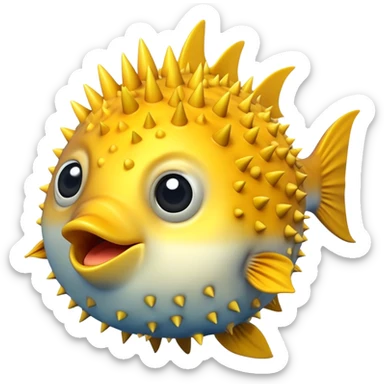A blowfish puffs up to protect itself, showing off its spiky charm in the ocean sticker