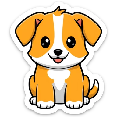 cute puppy, cartoon style sticker