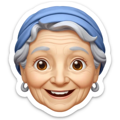 Happy Granny face 3d sticker