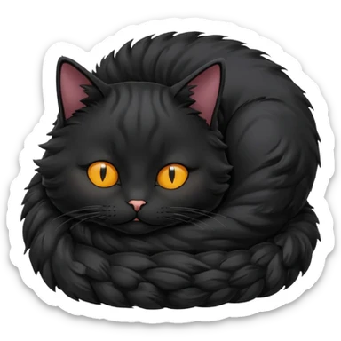Curled Sleeping Cat black sticker