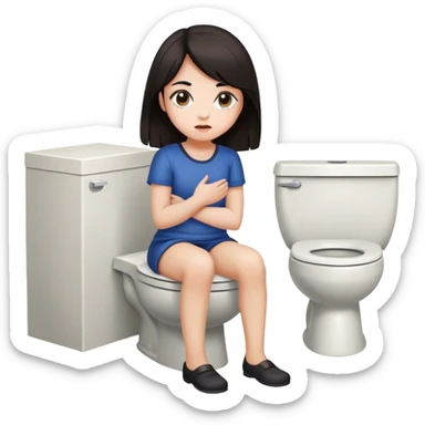 Girl with dark hair on toilet legs crossed sticker