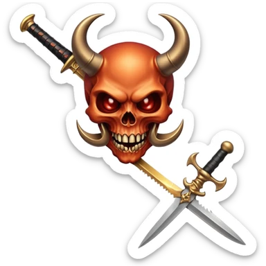 Devil skull biting a dagger sticker