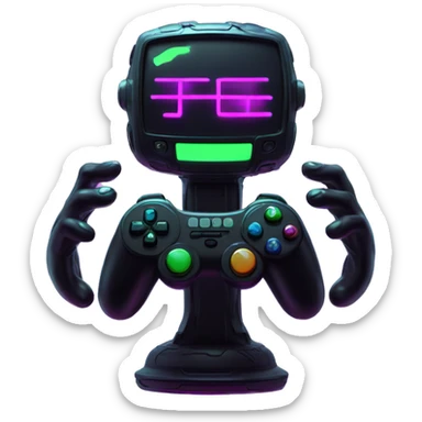 joystick in hands cyberpunk neon sticker