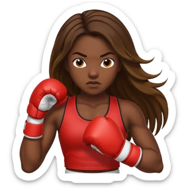 dark skin female boxer long hair sticker